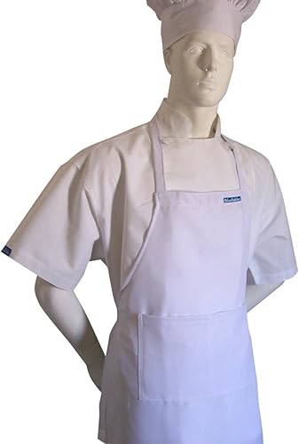 Delantal de chef original Lite blanco con correas de cuello totalmente ajustables, tamaño pequeño