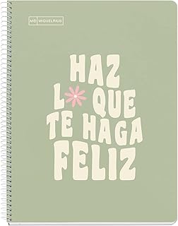 Miquelrius - Cuaderno A4, Notebook mensajes, 1 Franja de color, 80 Hojas de 90 g/m², Rayado horizontal de 7 mm, 4 Taladro...