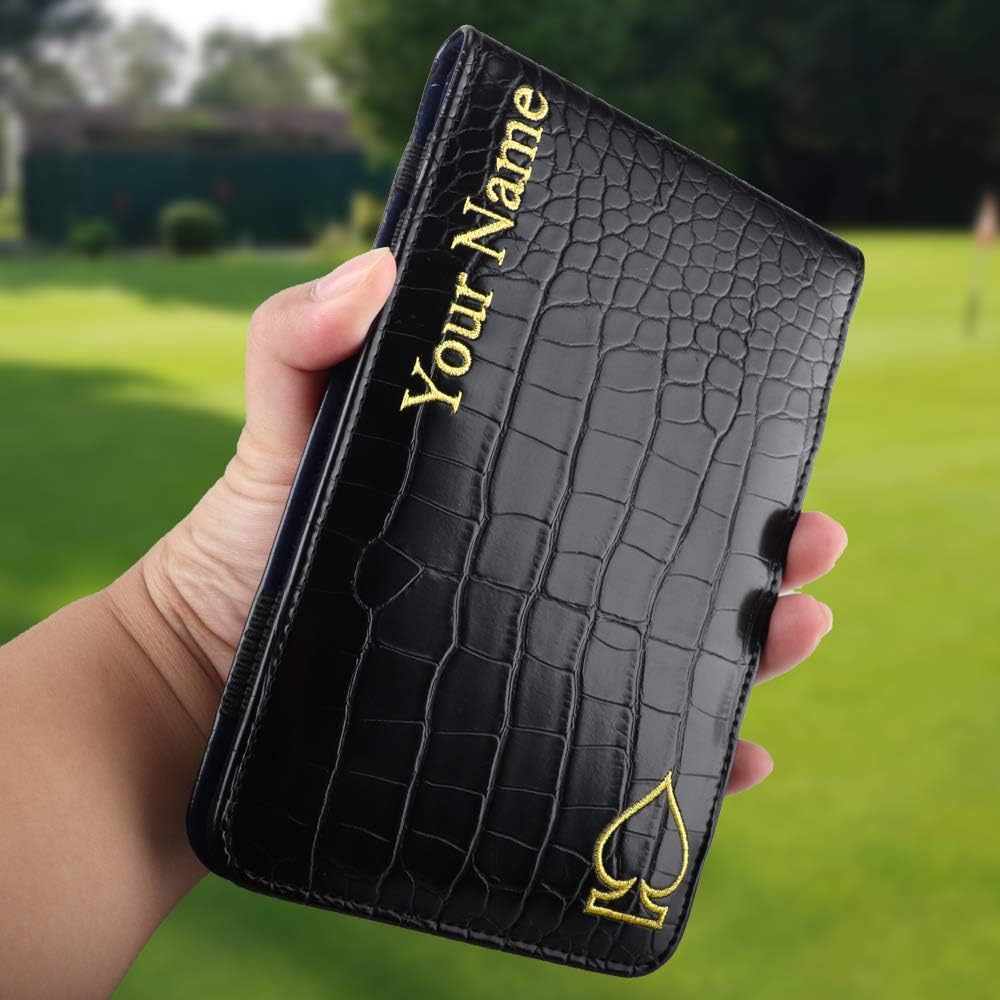 CRAFTSMAN GOLF Crocodile Pattern Golf Scorecard Holder and Yardage Book Cover Case Protector Also Accept Custom Order with Your Name Stitched Customization Version