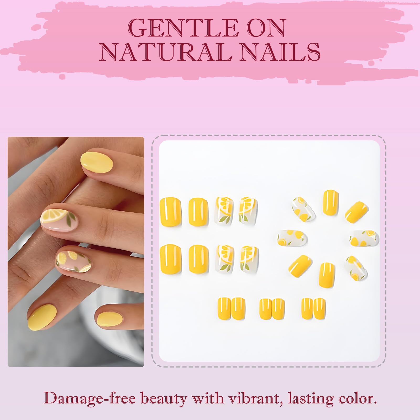 96PCS French Press-On Nails, Short Square Shape with Accessory Tool, Pastel Full-Cover, Eco-Friendly ABS - Image 2