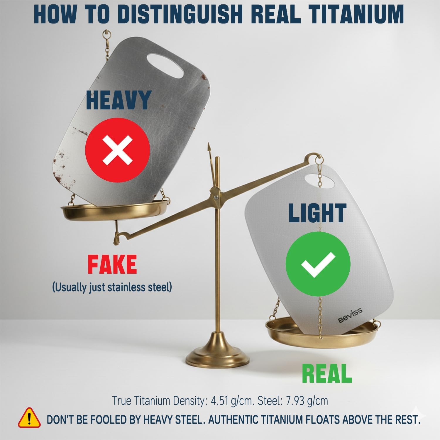 Real 99.85% Pure Titanium Cutting Board 15" x 11"- BPA Free, Non-Porous & Durable Kitchen Chopping Board for Meat, Vegetables, Fruits