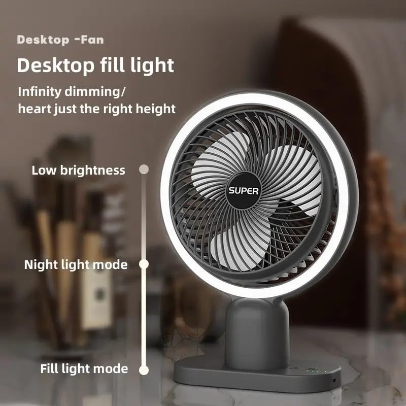 Image of 4000mAh High Speed ๐๐๐๐ก๐๐ซ๐ ๐๐๐๐ฅ๐ Table Fan for Home, ๐๐ฌ๐๐ข๐ฅ๐ฅ๐๐ญ๐ข๐ง๐ ๐๐๐ง with ๐๐๐ ๐๐ข๐ ๐ก๐ญ | ๐๐๐ ๐๐๐ซ๐ฌ๐จ๐ง๐๐ฅ Fan, ๐ ๐๐ฉ๐๐๐ (F0 - White)