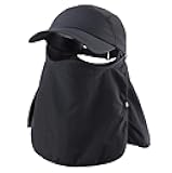 Connectyle Men's Sun Hat with Removable Face Mask & Neck Flap Adjustable Breathable Outdoor UPF 50+Sun Cap for Fishing Hiking