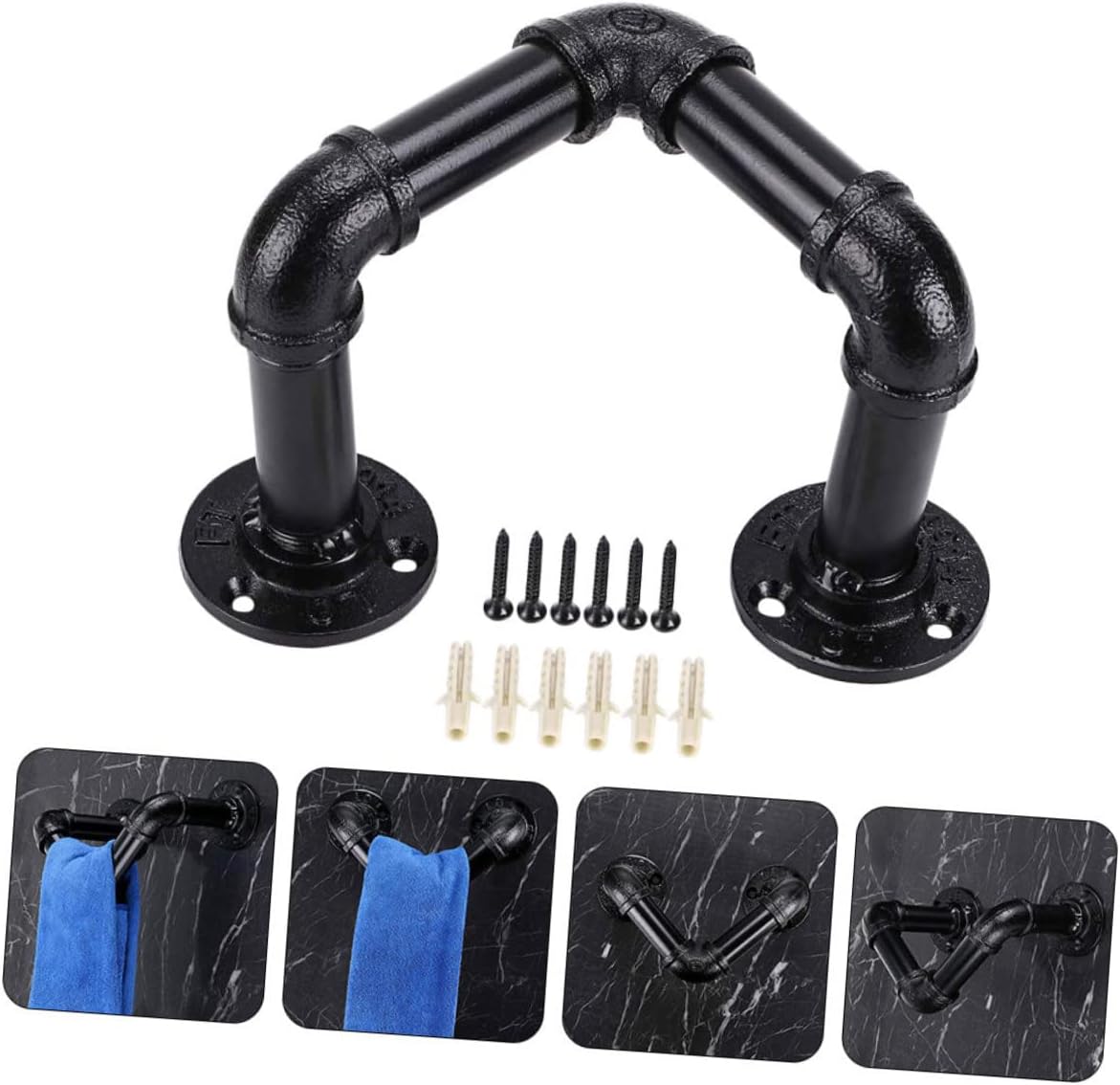 SOLUSTRE Wall-Mounted Towel Rack Space-Saving Closet Hangers Multi-Hangers Iron Towel Storage Rack Laundry Wall Shelves