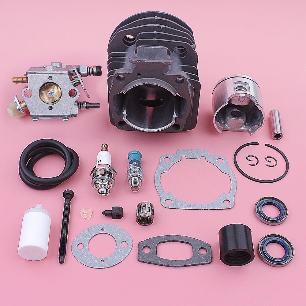 Carburador de pistón de Cilindro, for Husqvarna 55 51, válvula de descompresión, Tubo de Entrada, Sello de Aceite, Kit de línea de Combustible 503609171 505275719 Pistón de Cilindro de jardín