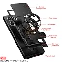 AELVOUX Realme 16 Pro Plus 5G Back Cover | Armor Camera Slider 360 Degree Rotating Finger Ring Holder Case with Bracket Stand Back Case Cover (Compatible with MagSafe Accessories) (Black) gallery image
