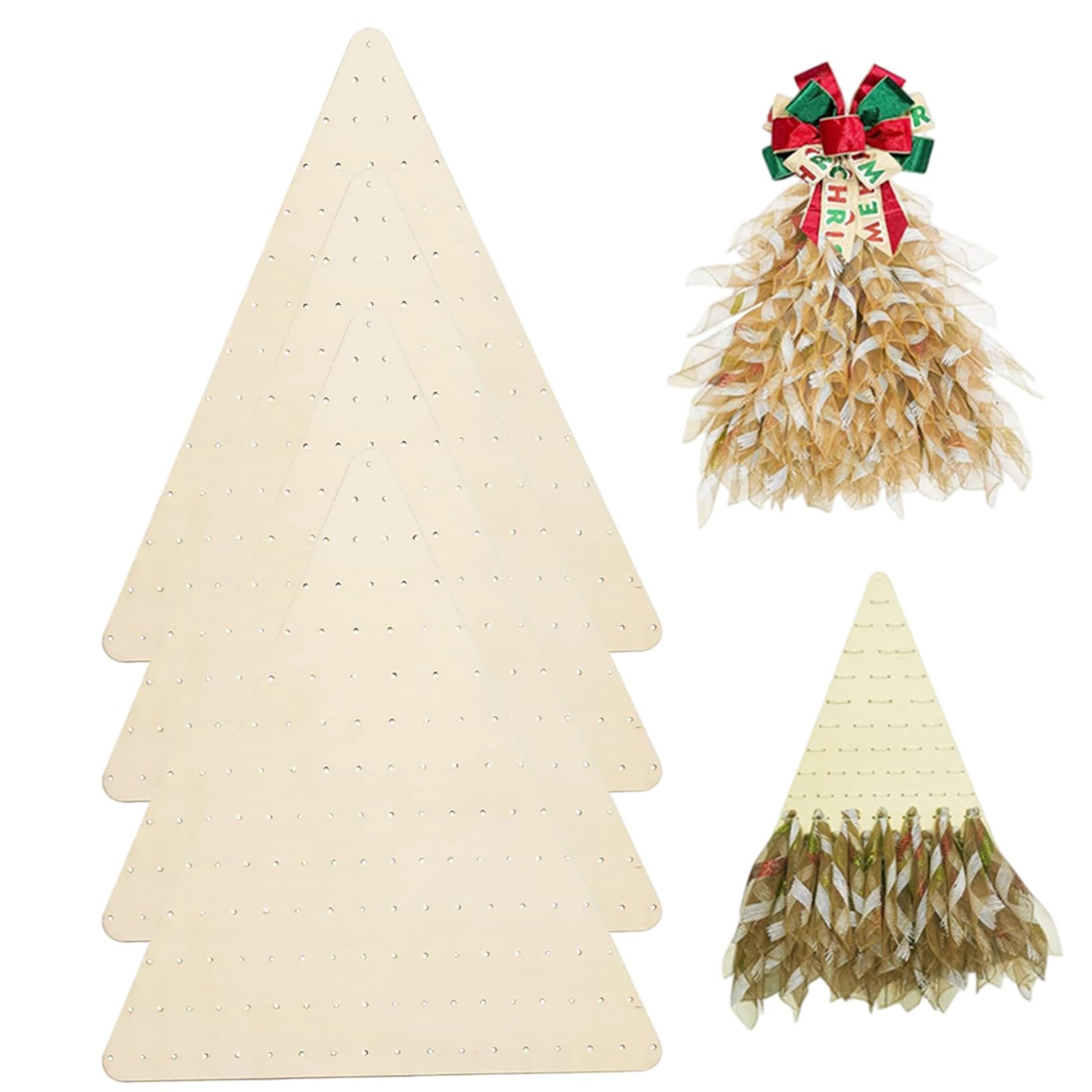 Cerceau floral suspendu en bois pour porte et maison | Décoration de Noël DIY en lot de 4