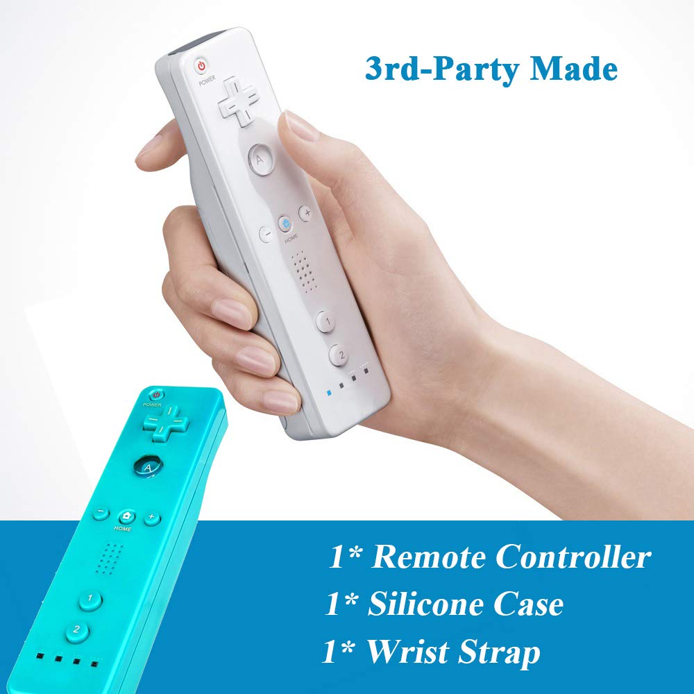 YZGame Wii Remote Controller Replacement, Wii Games Remote Control with Silicone Case and Wrist Strap for Wii and Wii U (Light Blue) LightBlue NF28