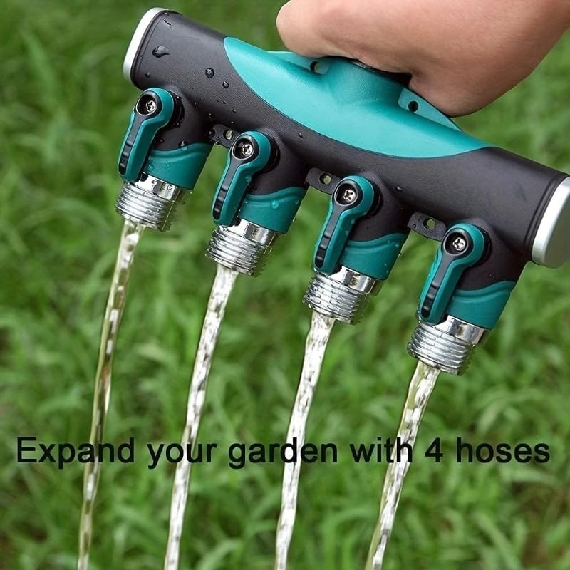 Genérico Conector de Manguera de 4 vías y 2 vías de 3/4 ", Divisor de Agua for jardín, Adaptador de Grifo, válvula de Cierre de Manguera for jardín doméstico(European 4 Way)