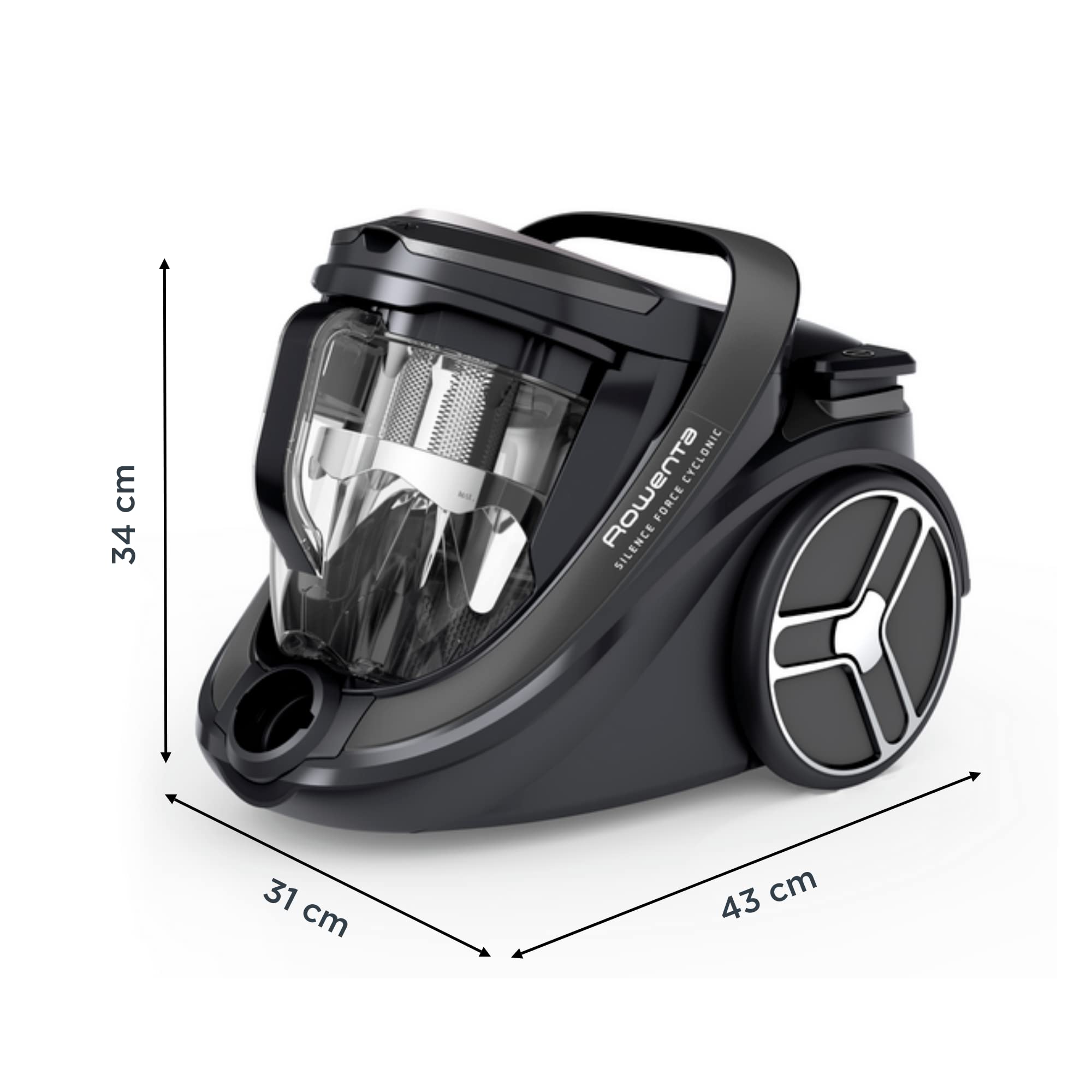 Rowenta Aspirateur sans sac, Silencieux 59 dB(A), Consommation énergétique ultra-basse, Filtration haute efficacité, Rayon d'action 12 m, Fabriqué en France, Silence Force Cyclonic Effitech RO7935EA