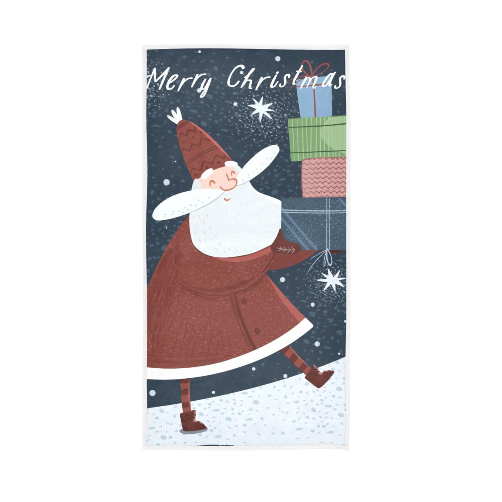 LSRCPD Santa Claus Cute Illustration Hotel Towels, 15 x 30 Inches Spa Facial Towels, Bathroom Hand Towels Decorative Face Towel for Drying Face