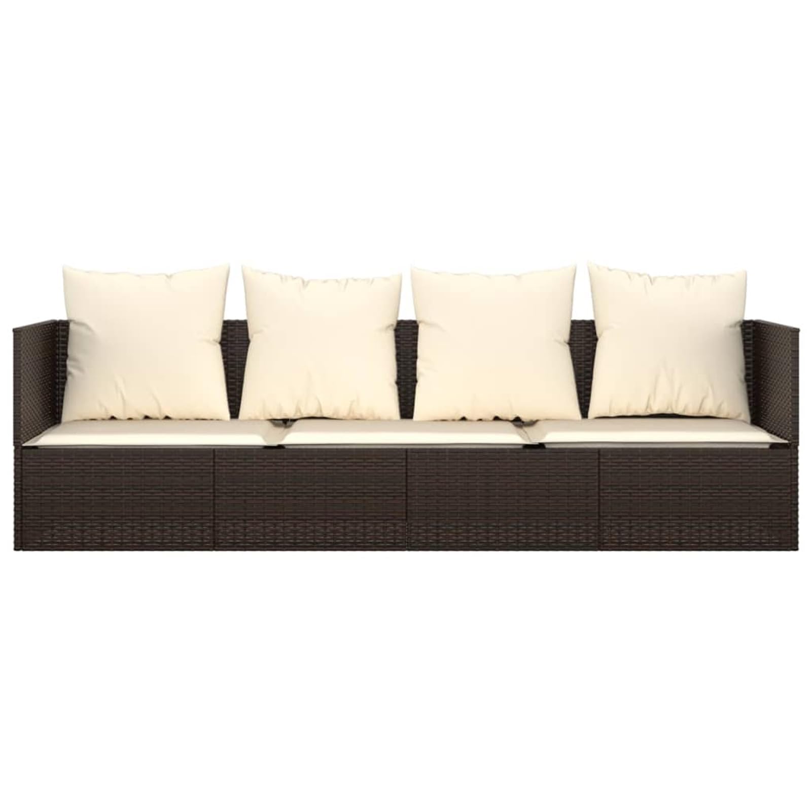 IKAYAA Sofá Jardín 3 Plazas de Ratán, Sofá de Exterior 3 Plazas, Sofas Terraza con Cojines Acolchados, Sofá 3 Plazas para Jardín Patio Terraza Marrón