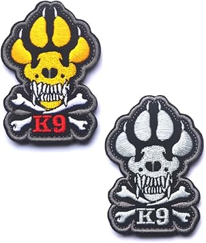 K9 Morale Patch Hook and Loop Tactical Morale Applique Fastener Military Embroidered Patch 2Pcs Color 1