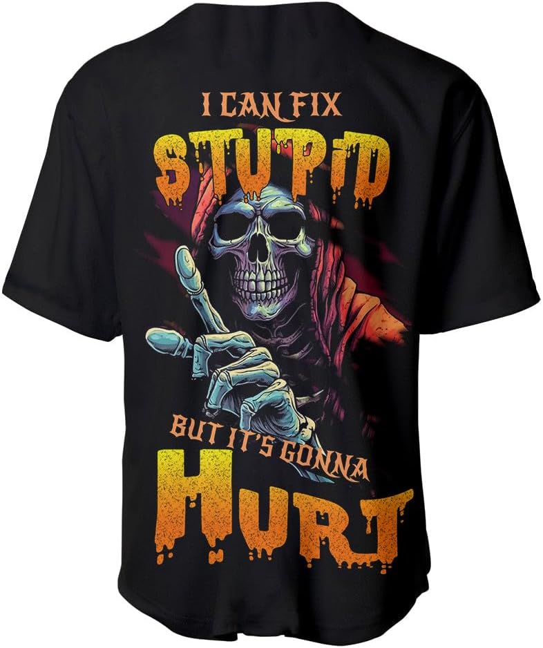 Reaper Skull Baseball Jersey for Men Women Short Sleeve Baseball Skull Jersey 3D Printed Unisex Horror Jersey Shirt