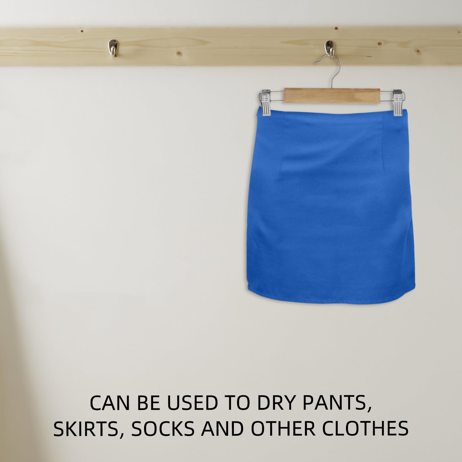 Ciieeo 10 Pezzi Stampelle per Pantaloni in Legno con Clip in Acciaio Inossidabile Resistenti e Versatili, per Pantaloni e Leggings, Salvaspazio per Armadio