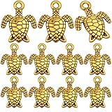 WHAT YOU RECEIVE: The package includes 60pcs golden sea turtle charm pendants in total, with size about 16 mm long, 12 mm wide, 2.3 mm thick, dangle hole: 1.5 mm. DURABLE MATERIAL: These sea turtle charms are made of alloy material, nice workmanship ...