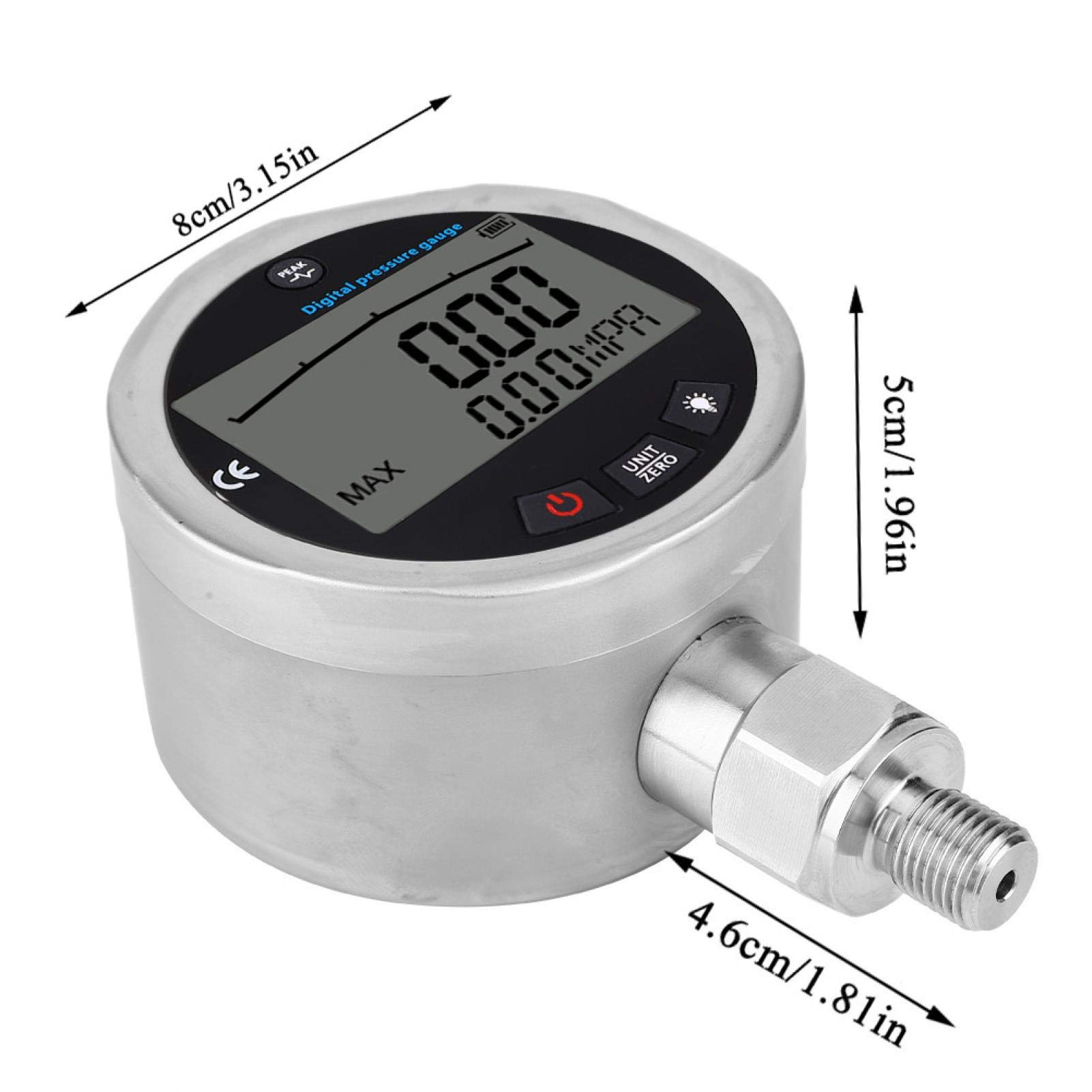 Akozon Manomètre hydraulique numérique 400BAR 0-40Mpa 10000PSI avec connecteur G1/4