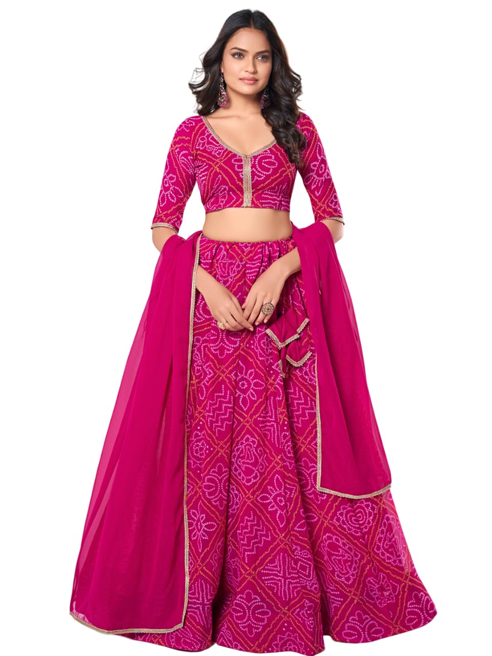 Indian Style Lehenga Choli for Women Navratri Wedding Party Wear Dress Fully Stitched Pink 36