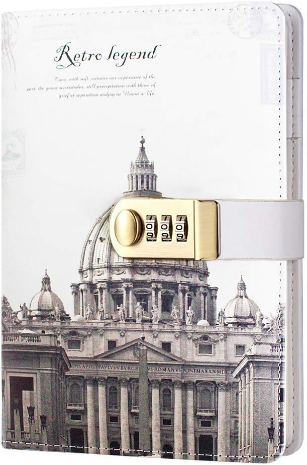 Journal Notebook Record Diary with Lock Beautiful Flower PU Leather Cover Writing Notepad A5 Size Book Travel Journal for Girls and Boys(St. Petersburg Church)