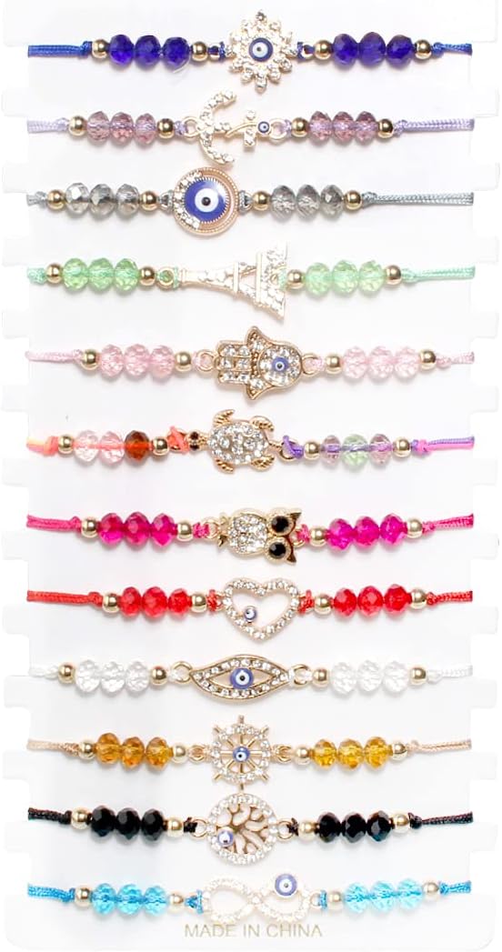 12pcs Evil Eye Bracelets Mexican Bracelets for Women GirlsHamsa Bracelet Set Protection Mal De Ojo Bracelets Gold Evil Eye Anklets Jewelry Gift