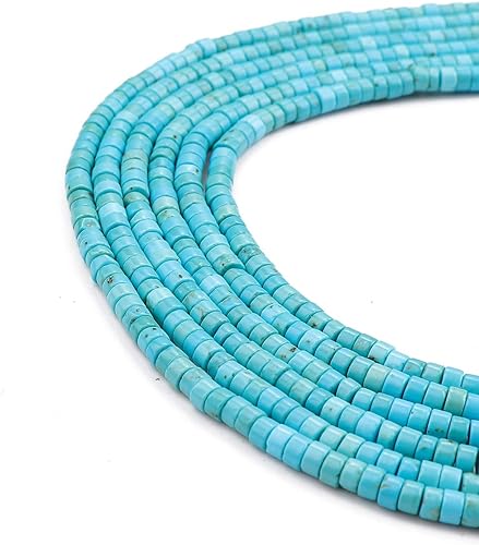 Miniatura 5 de BEADIA Cuentas Espaciadoras de Turquesa Azul Natural Semipreciosas para Hacer Joyas con Encabezados Sueltos 4mmx2mm 38cm