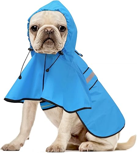 Miniatura 2 de Impermeable reflectante para perros  Chaqueta de lluvia ajustable para cachorros, impermeable ligero con capucha para perro, poncho para perros y