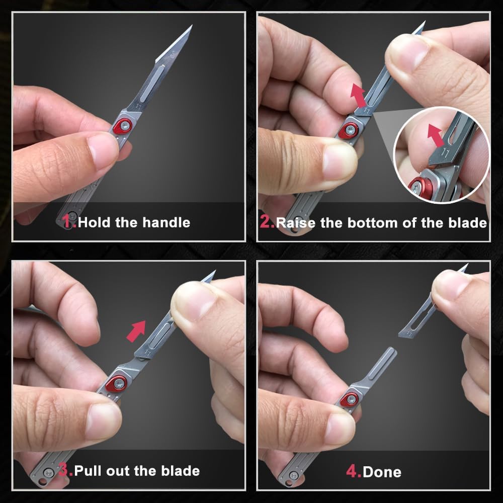 Small Keychain Knife, Mini Folding Pocket Knives with 10pcs Replaceable Surgical Blades, Scalpels Utility Cute EDC Box Cutter for Women and Men