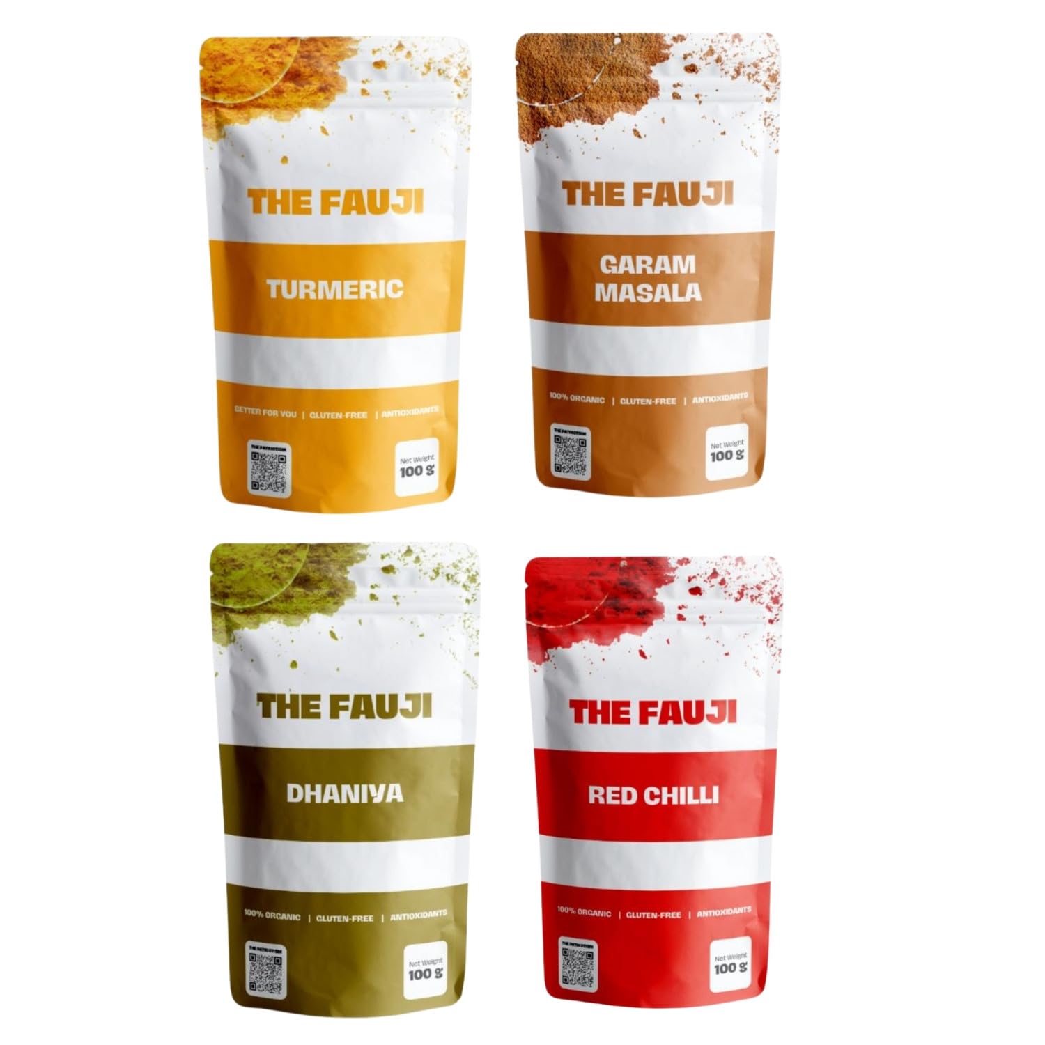 The Fauji Indian Culinary Delight: Premium Masala Combo Pack - Red Chilli, Turmeric, Dhaniya, Garam Masala | Elevate Your Cooking with Authentic Flavors | 100 gm Each | (B0CQT4LBZL) Amazon Price History, Amazon Price Tracker