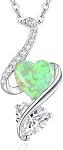 LOUISA SECRET 925 Sterling Silver Opal Birthstone Necklace, Unique Tiny Double Heart Pendant Jewelry, Engraved with "S925 I Love You" Best Birthday Gift for Women Wife Girlfriend Mom Her, Christmas Day Valentine's Day Anniversary