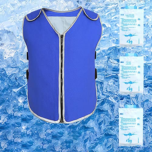 Kühlende Sicherheitsweste Mit Eisbeuteln Für Männer Und Frauen, Outdoor-Eiskühlweste Mit Reflektierendem Streifen PVA-Eiskühlweste Für Sommer, Heißes Wetter, Outdoor-Sportarten (Color : A) Cover