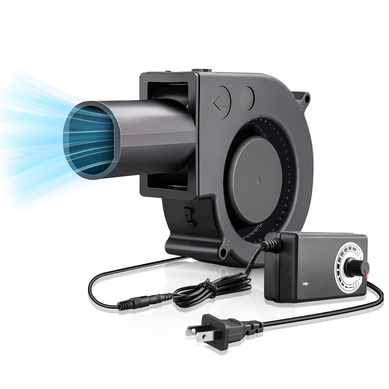 DIY Blower Fan 97x97x33mm 12V 2.7A, 4500RPM Variable Speed Ball Bearing Cooling Fan for Gaming, Amplifier (US Plug)