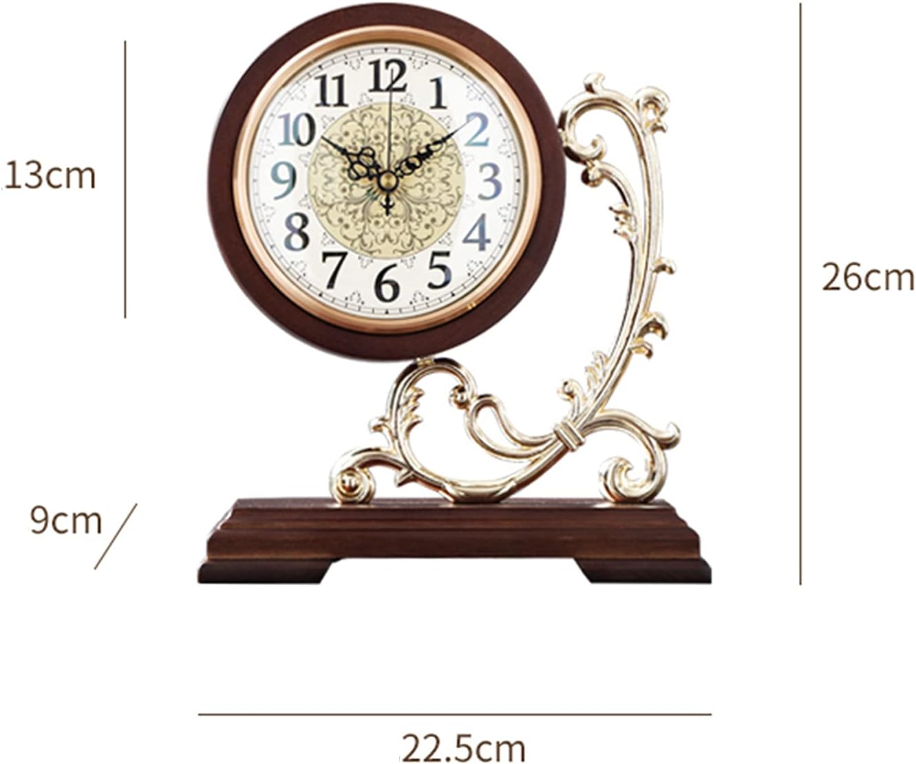 Solid Wood Desk Clock European Style Creative Living Room Study Table Clock Ornaments Silent Clock Bracket Clock Home Decor Mantel Clock,