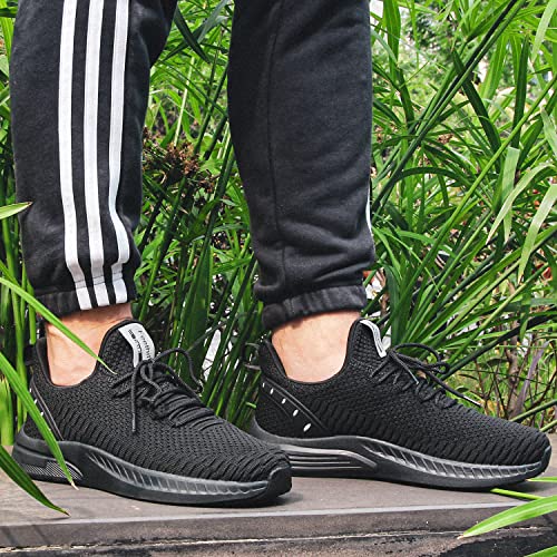 Feethit HT-B-AB-B-1-40 Mens Slip On Walking Shoes Blade Tennis Shoes Non Slip Running Shoes Lightweight Workout Shoes Breathable Mesh Fashion Sneakers All Black Size 8 thumb #5