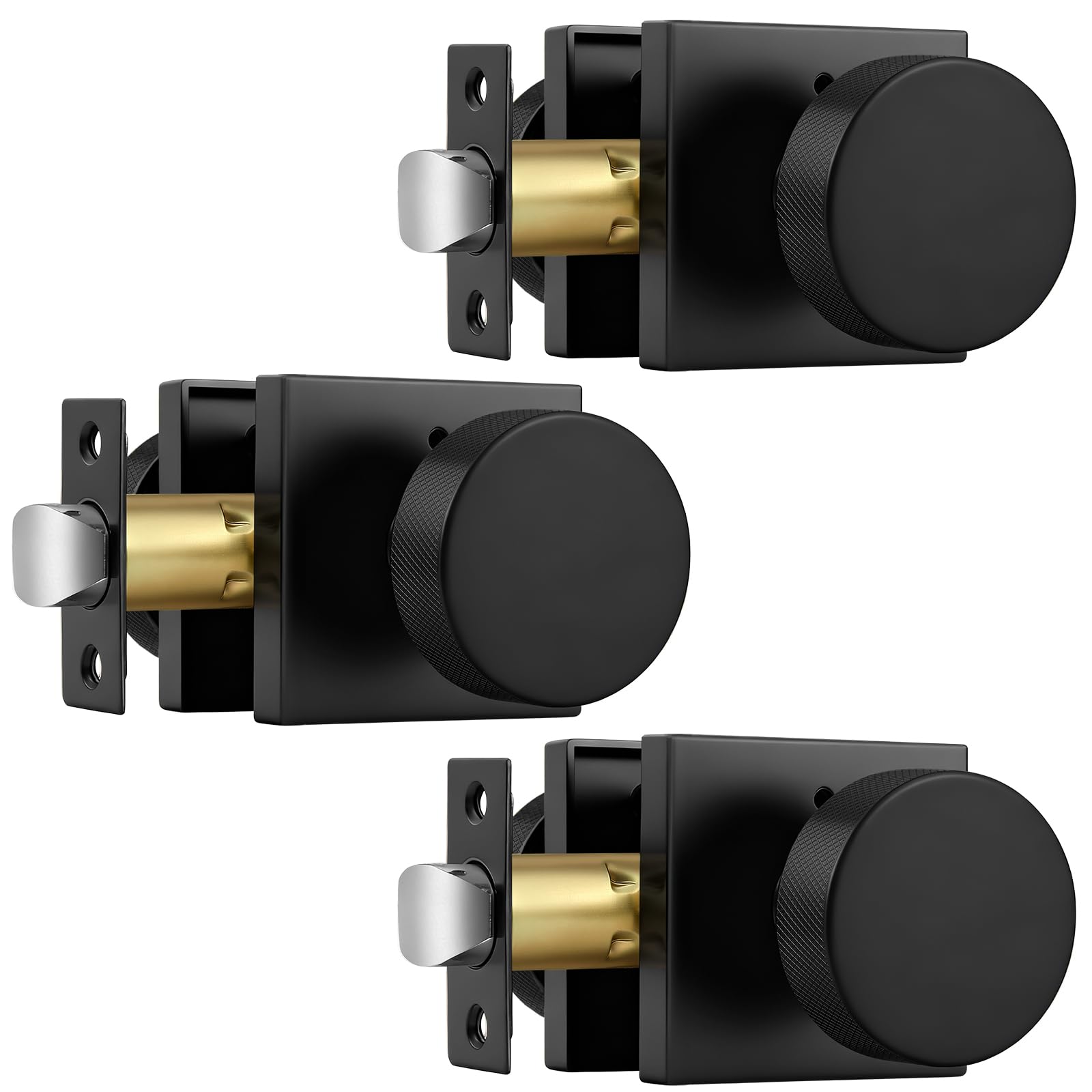 Probrico Black Door Knobs - 3 Pack Privacy Knobs -1 Probrico Black Door Knobs - 3 Pack Privacy Knobs -1