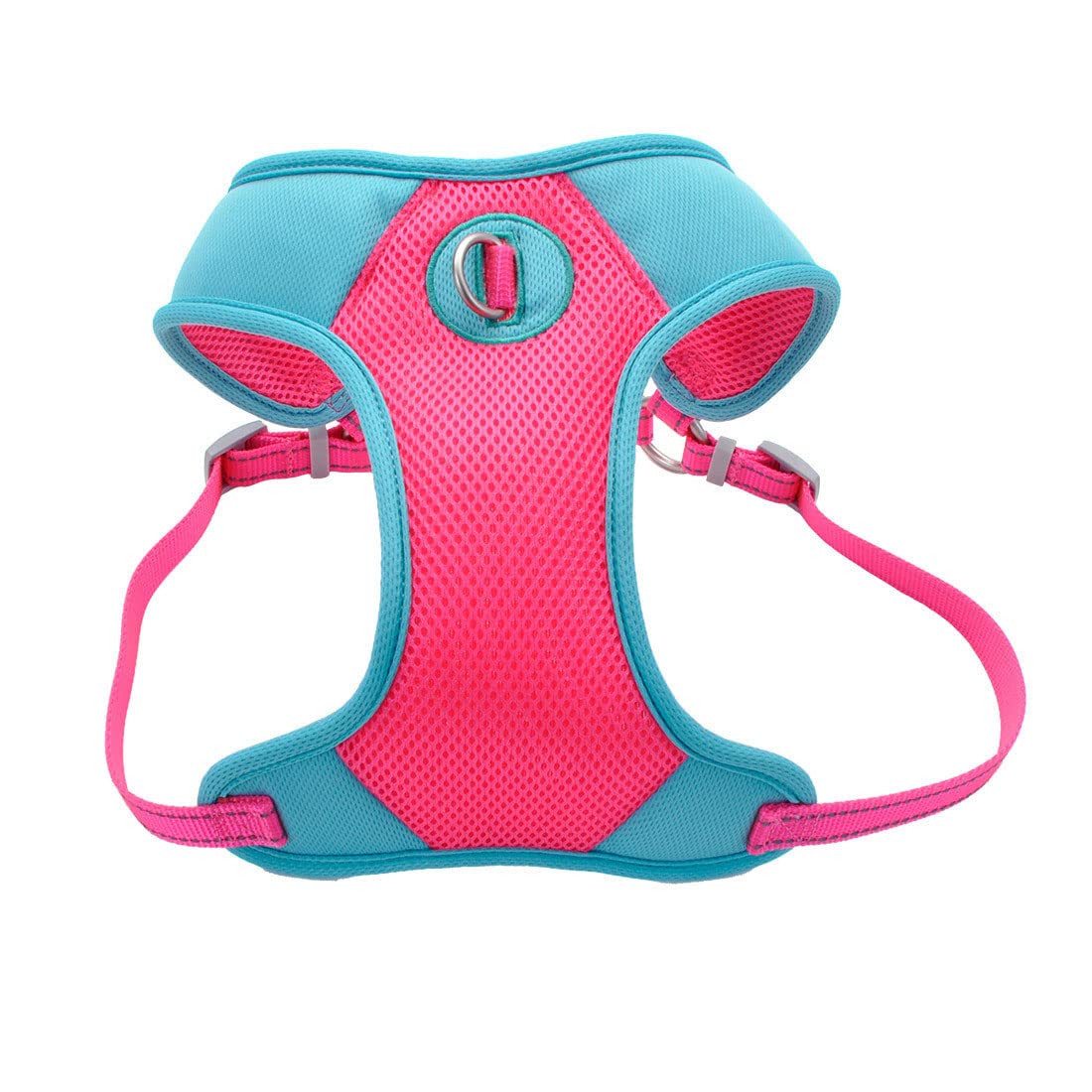 Coastal - Pro Reflective Mesh Dog Harness - Comfortable and Bright for High Visibility - Fuschia with Teal - 1” x 22"-28”
