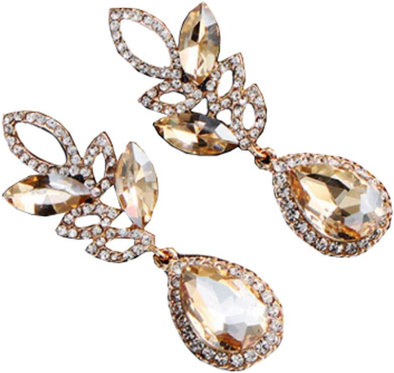 Extra LARGE Antique Retro Art Deco Vintage Style Citrine Amber Champagne Topaz Pear Chunky Rhinestone Pageant Drag Queen Bridal Prom Wedding Statement Earrings