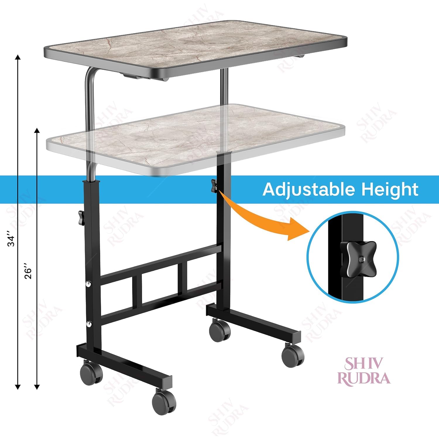 Privilon Laptop Table - Adjustable Height & Storage -4
