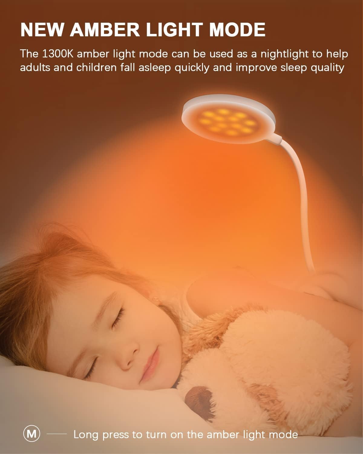 Bteng Leselampe Bett, 36 LED Klemmlampe mit Touch Dimmbar 6 Farben und 5 Helligkeit Augenschutz Klemmleuchte Kinder USB Wiederaufladbar Nachttischlampe Klemmbar für Studieren Arbeiten, Weiß