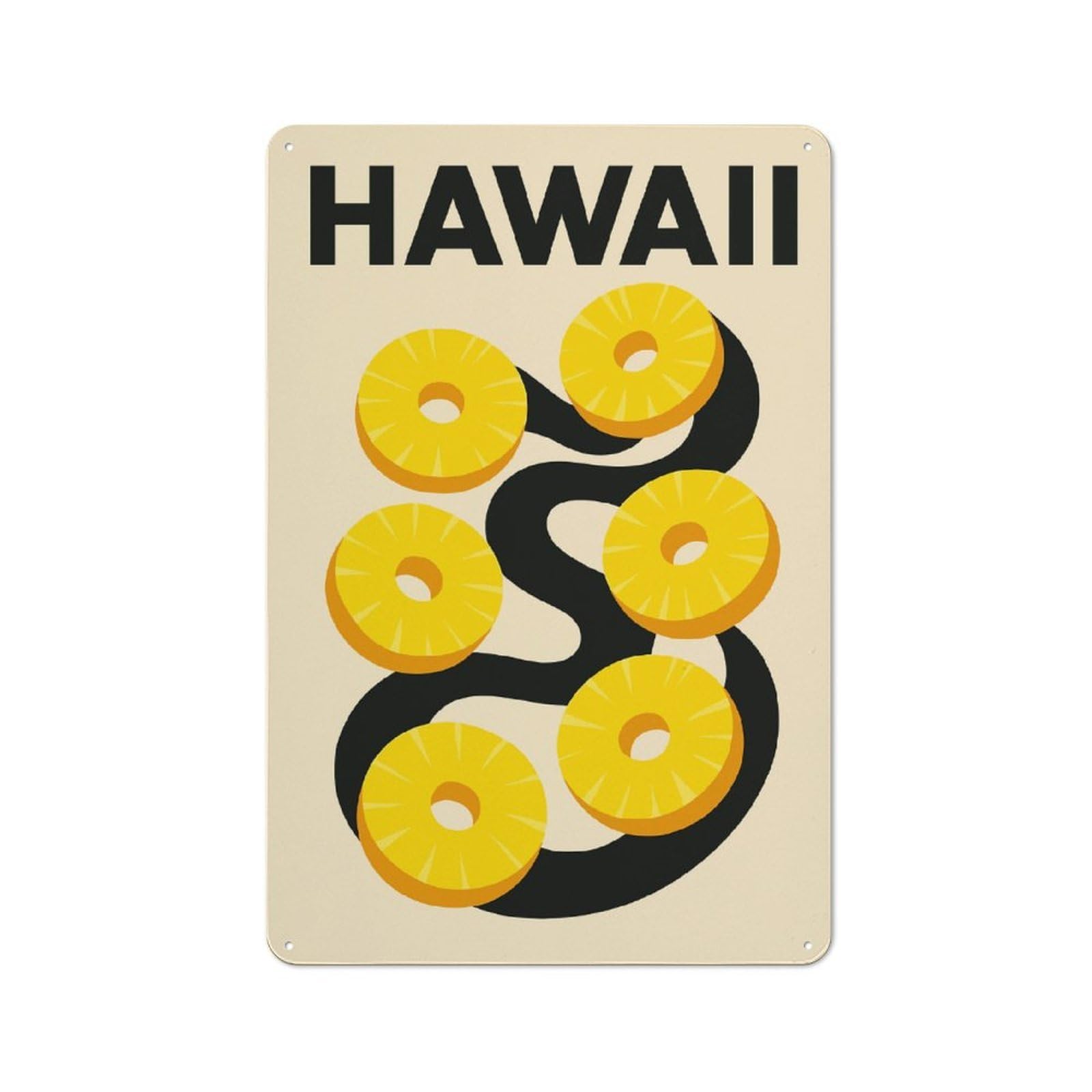 Junmoney Style-19 Hawaii Pineapple Travel Retro Metal Wall Decor 30X20cm, Retro Metal Sign For Garage, Hobby Room, Office Or Man Cave