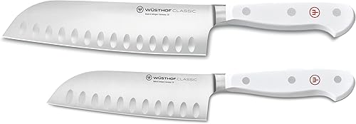 Wüsthof Juego Santoku clásico blanco de 2 piezas