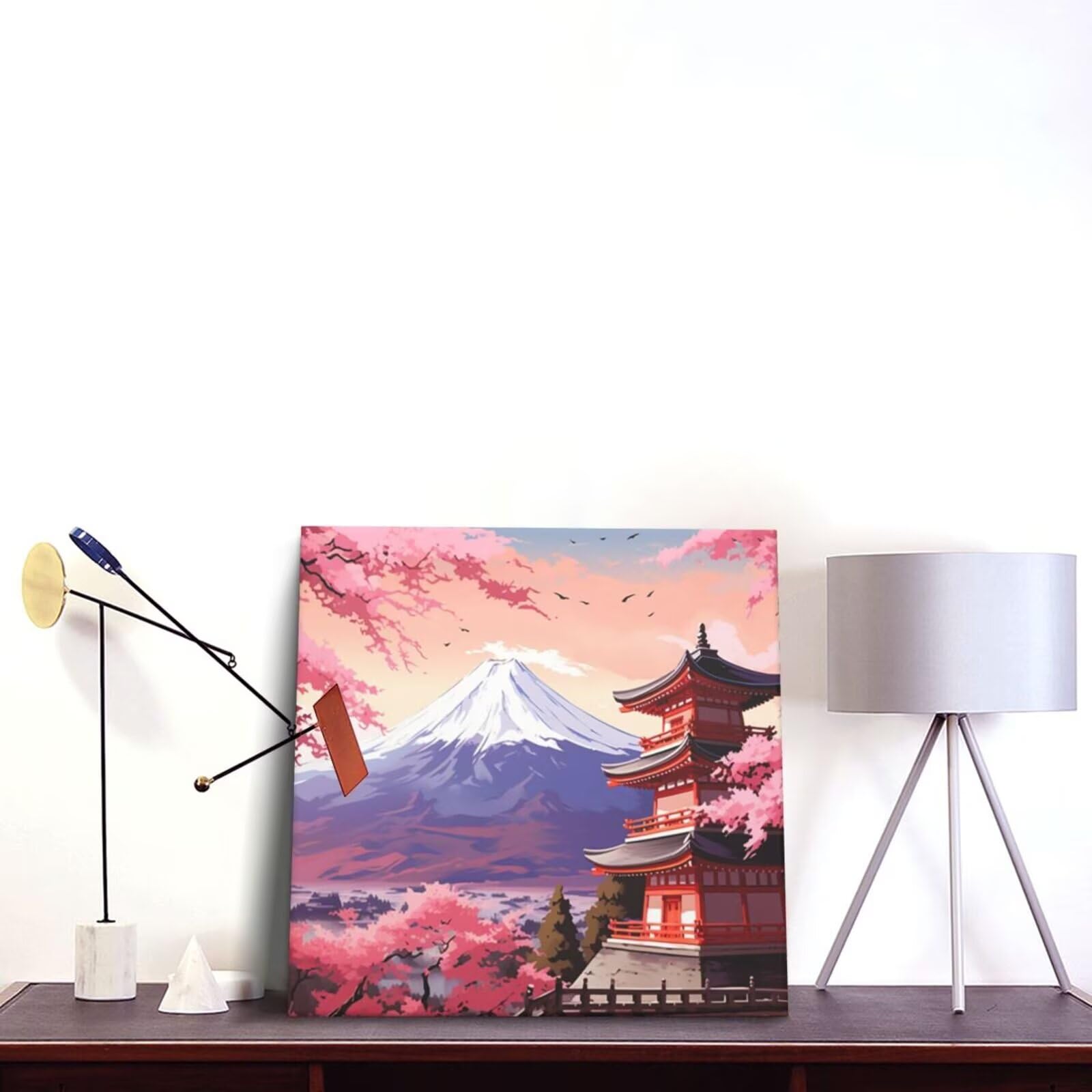 Malen nach Zahlen MK162 Malen-nach-Zahlen-Set für Erwachsene, Motiv: Berg Fuji, Japan, Malen nach Zahlen für Anfänger, Acryl-Peinture a Numero, Ölgemälde, Kunsthandwerk Kits für Wanddekoration – (65 x