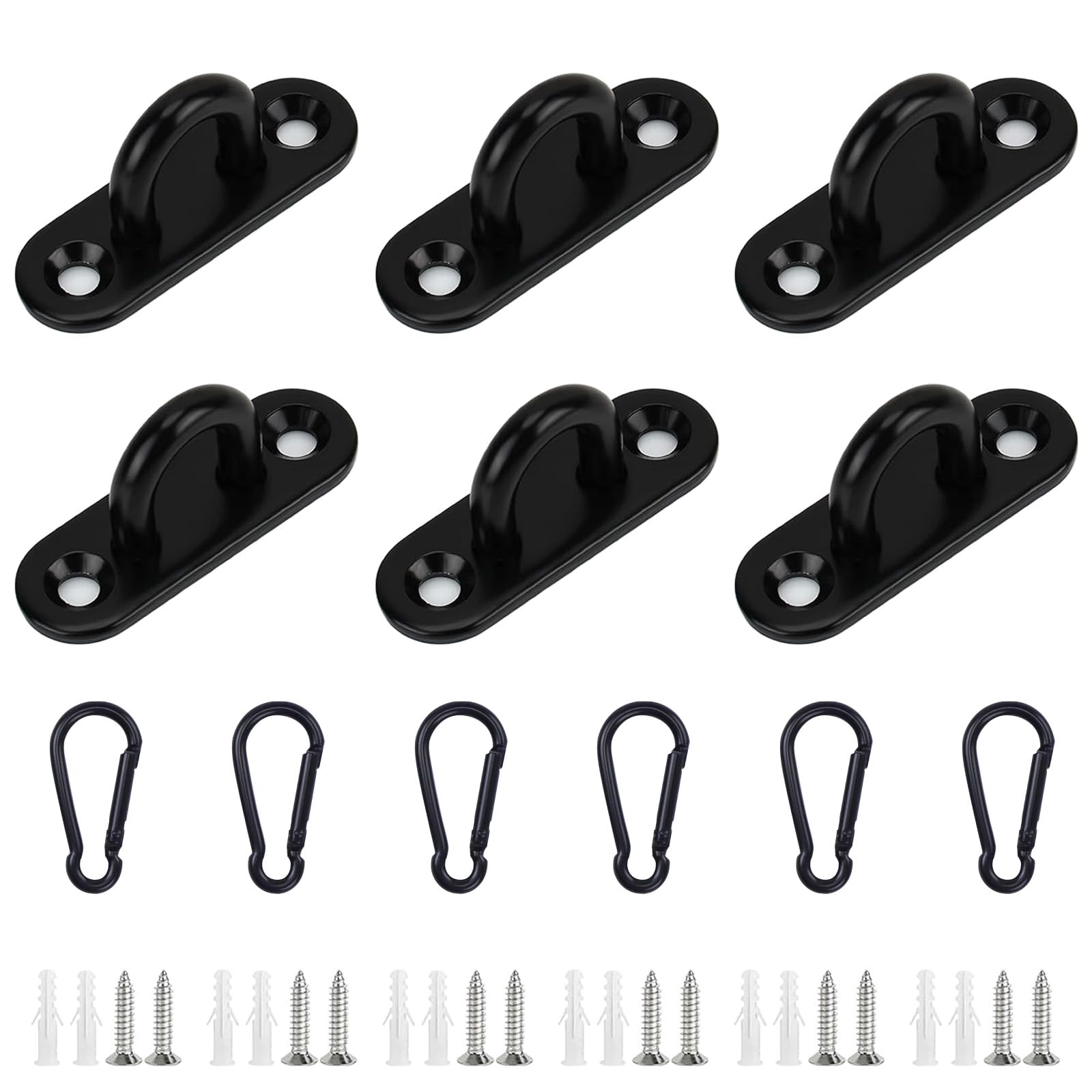 6 pz piastra occhiello in acciaio inox m5, gancio in acciaio inox con vite e tubo telescopico, moschettoni, ganci di fissaggio per barca, soffitto, altalena, amaca