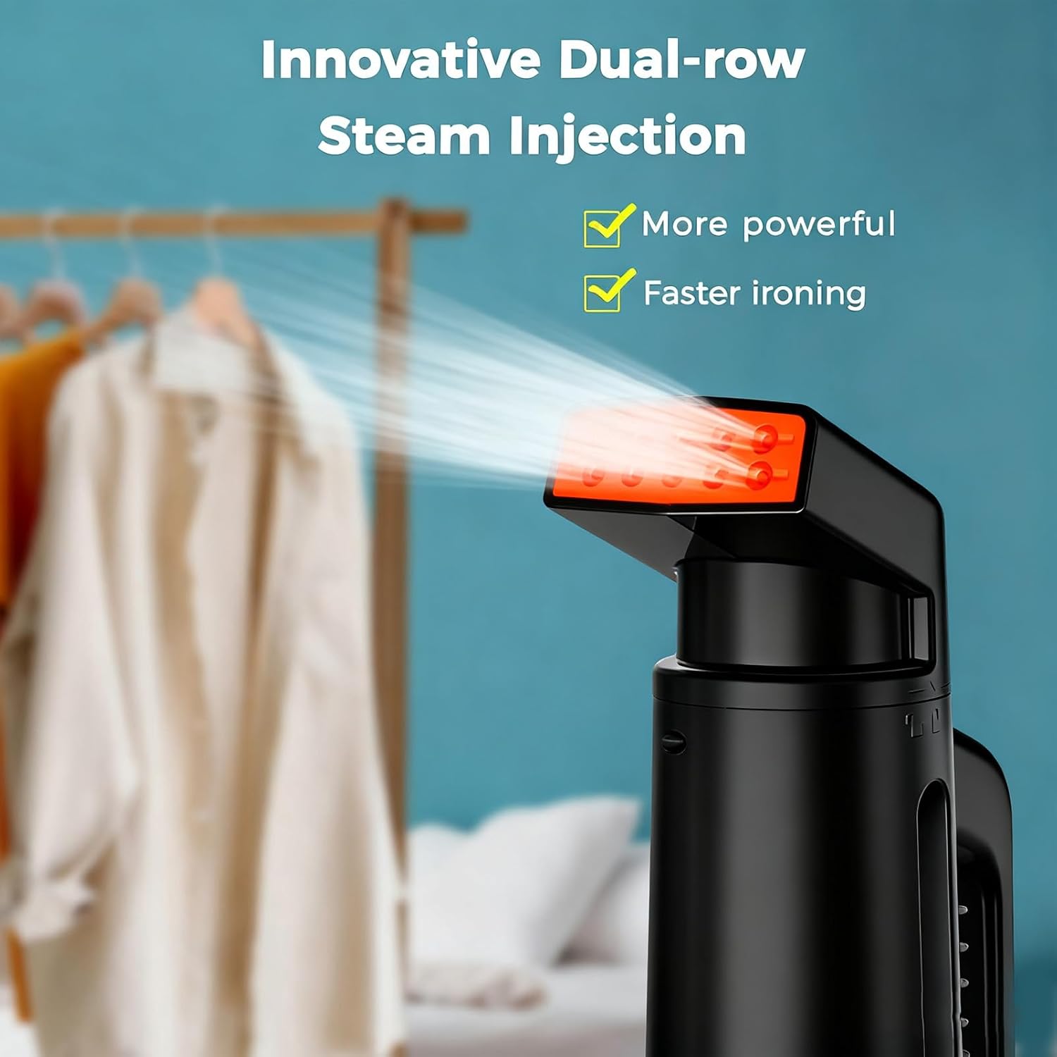 Diydeg Travel Steam Iron, 150ml Water Tank 700W Handheld Clothing Steamer for Garment 1.95m Power Cord, Steamer for Clothes Home Travel (Black)