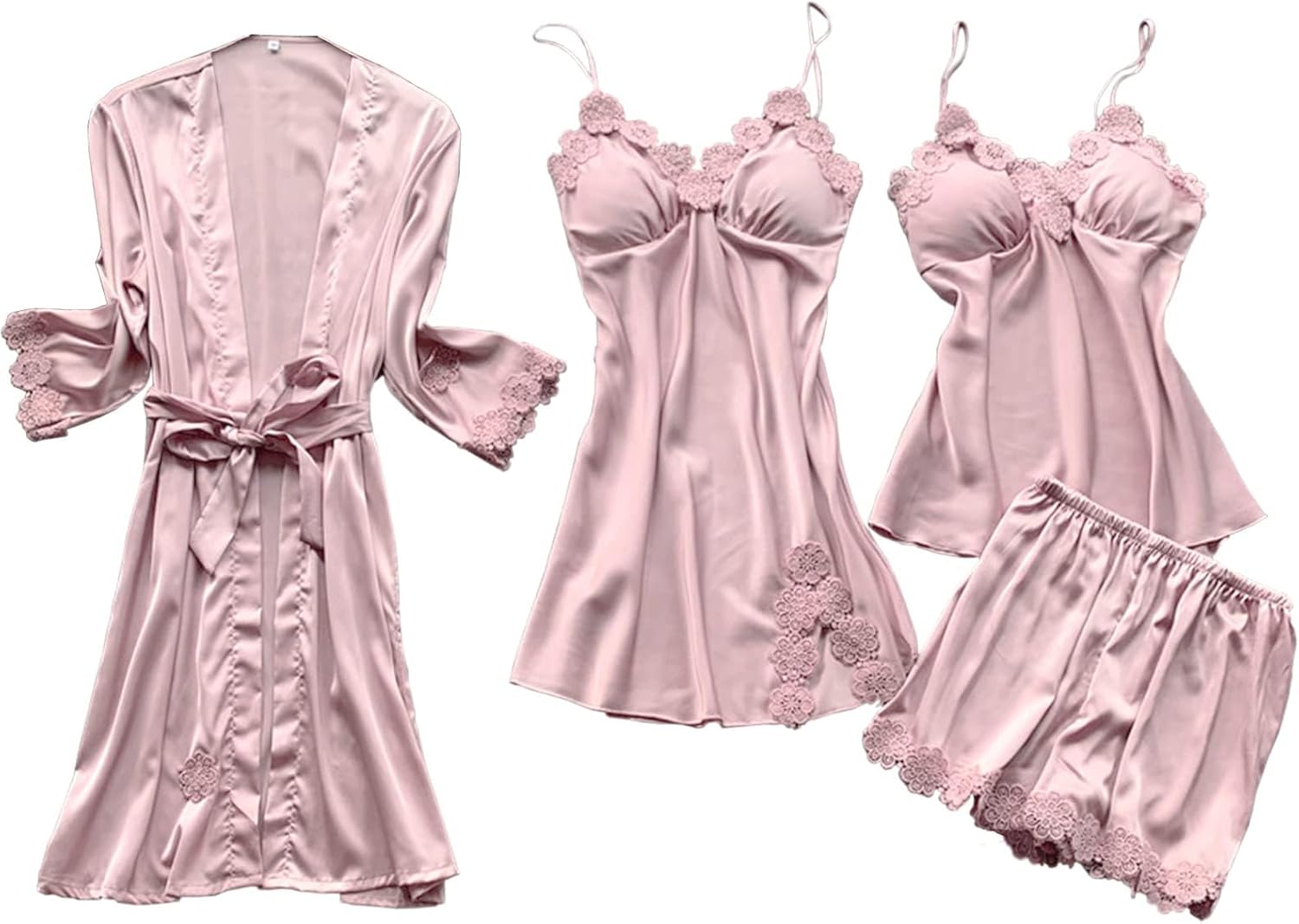 Sapjon pijamas para mujer conjunto de pijama de sat n camis n corto  piezas ropa de dormir bonita conjuntos de bata de seda para mujer