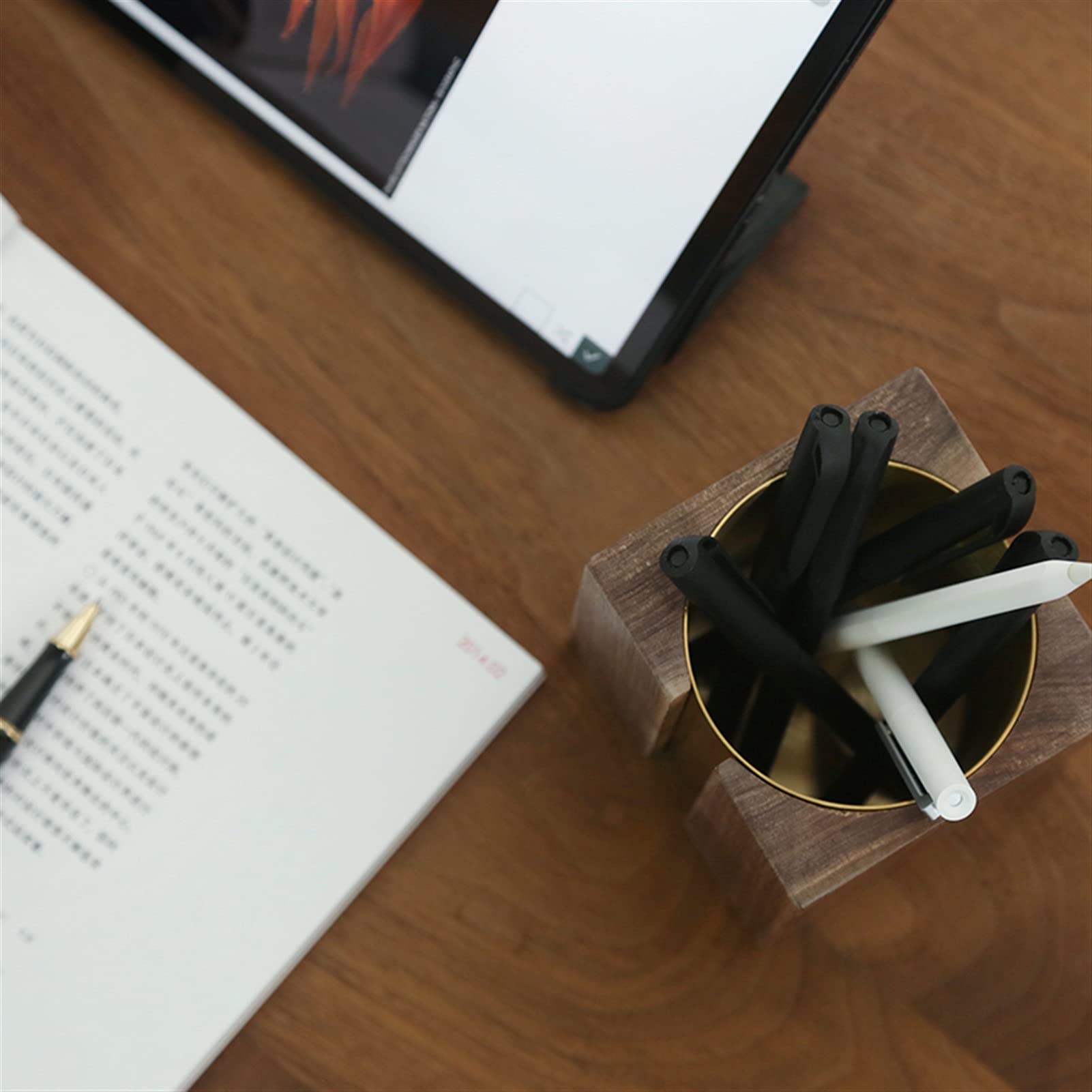 Stifte-Organizer – Stiftehalter aus Holz für den Schreibtisch, Premium-Walnussholz, Bleistiftbecher, Make-up-Pinselhalter, Schreibtischzubehör für Zuhause, Schule
