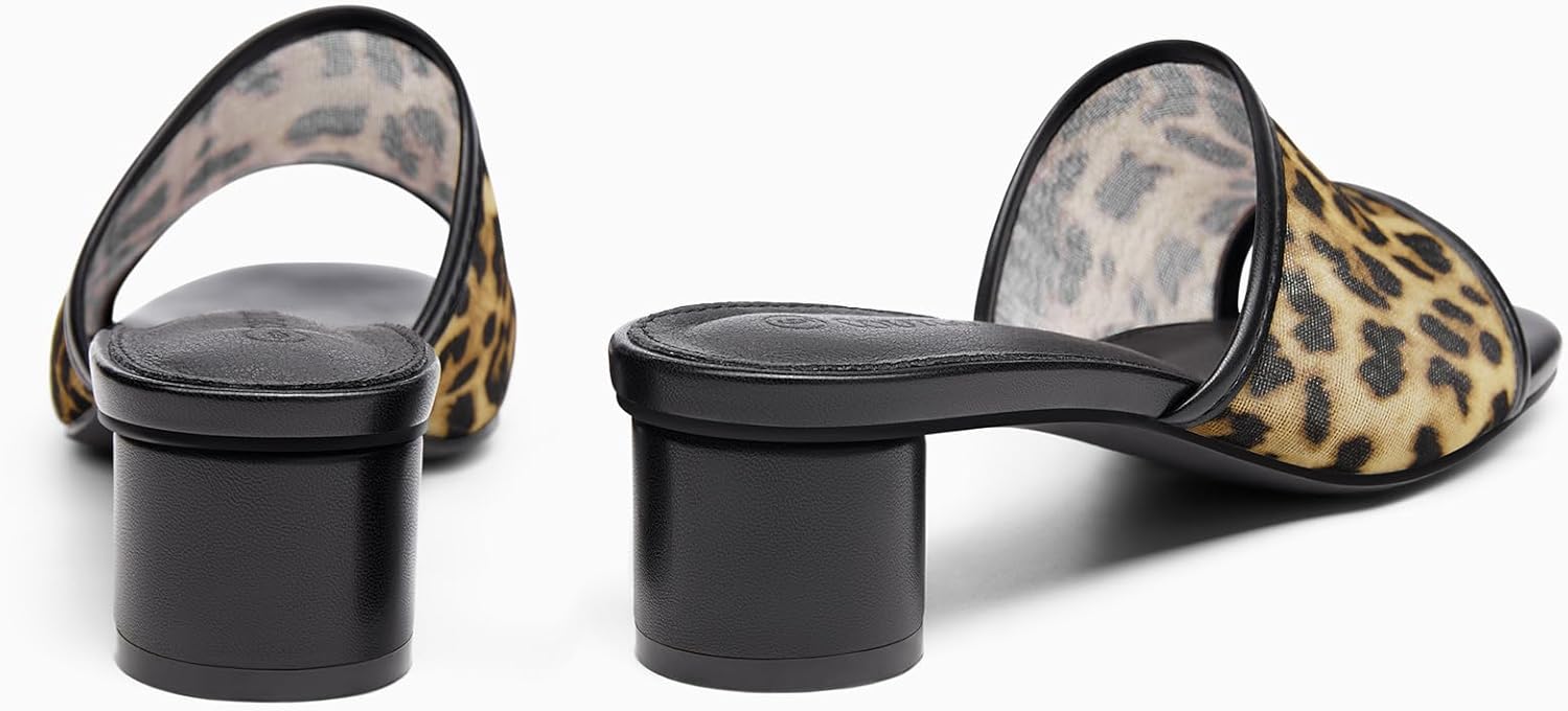 Coutgo Women's Square Open Toe Chunky Heel Slide Sandals - Image 5