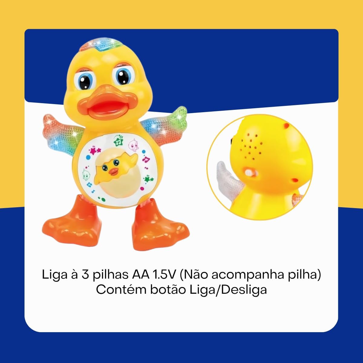 Pato Dançante de Brinquedo com Luzes e Música para Bebês – Brinquedo Educativo com Som, Movimento e Luzes LED Coloridas – Presente Infantil Divertido D7-store