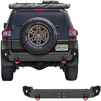 Vijay Rear Bumper Compatible with 2007-2014 FJ Cruiser with Lights and D-rings