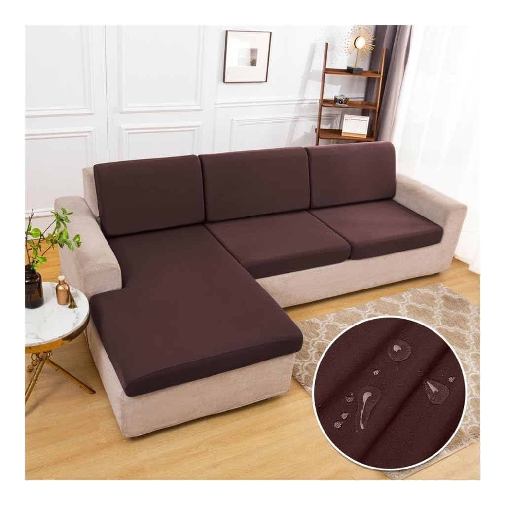 Housse canapé d'angle café | Protection extensible salon enfants et animaux
