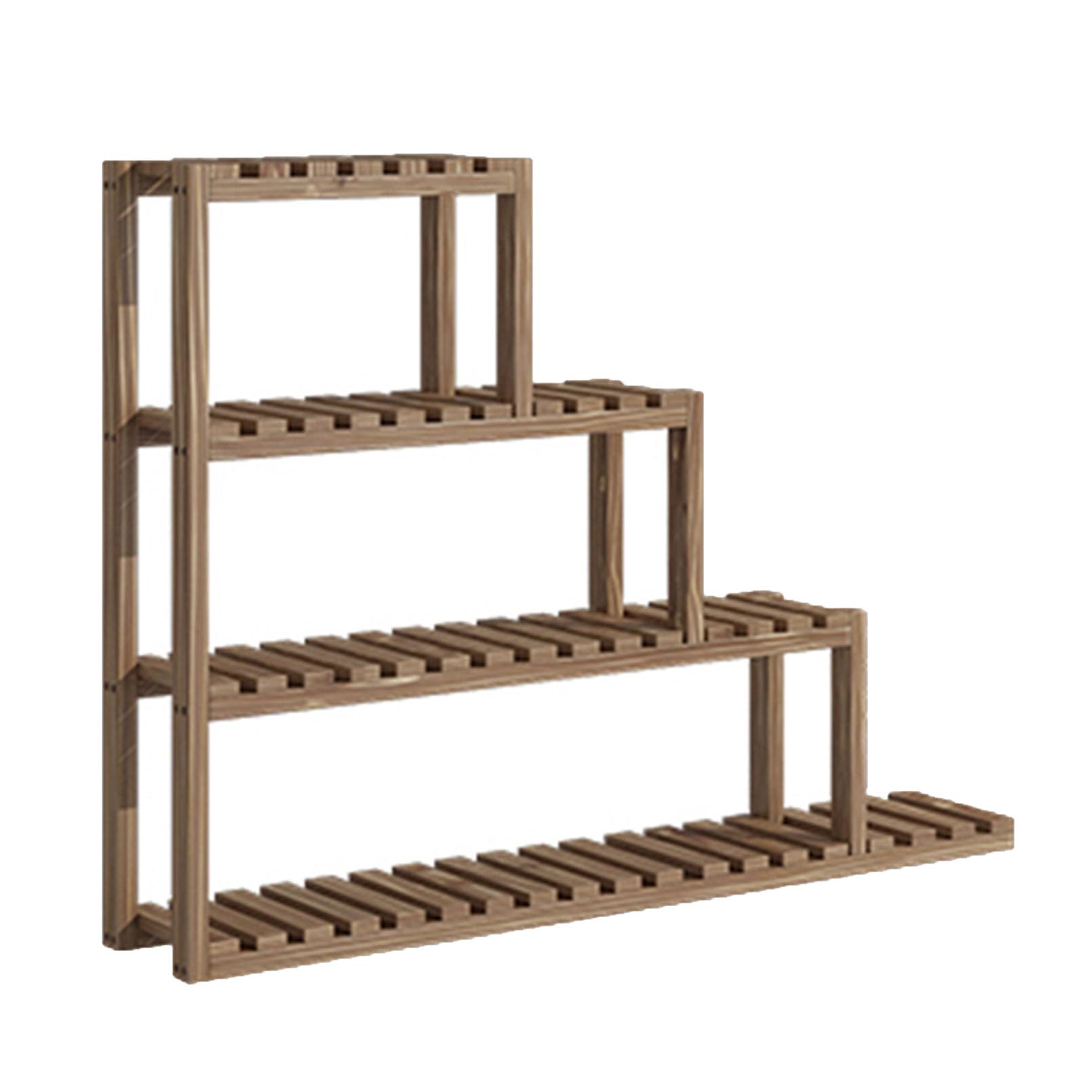 Support de plante en bois noble à plusieurs niveaux pour terrasse